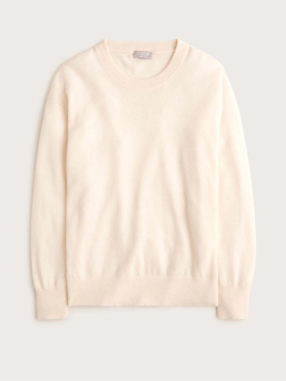J. Crew Cashmere classic-fit crewneck sweater Heather Natural Cream Size Medium - Picture 4 of 10
